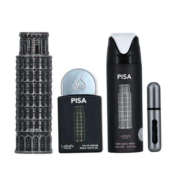 Lattafa Set Pisa 4 Pcs 3.4 Oz Edp + 20Ml Edp + 200Ml Perfumed Spray Men