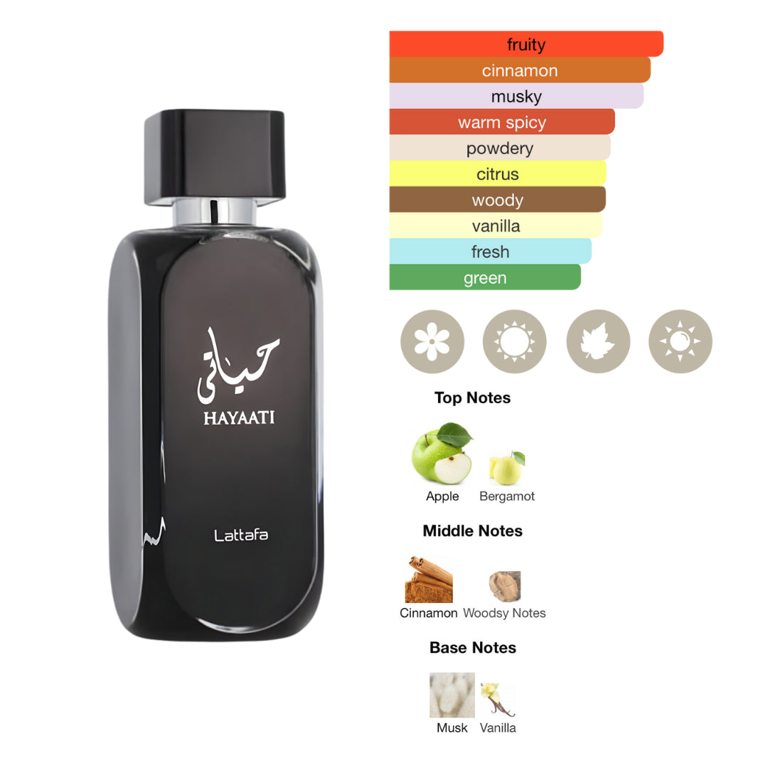 Lattafa Set: Hayaati 3.4 Oz Edp + Perfume Spray 6.7 Oz Men