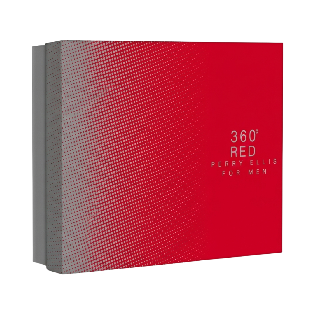 Perry Ellis Set 360 Red 3.4 Oz EDT Men & Deodorant 6.0 Oz & Shower Gel 3.0 Oz & Mini EDT Men 0.25 Oz