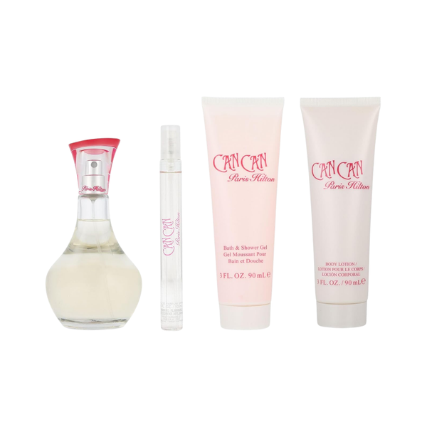 Paris Hilton Set Can Can 3.4 Oz Edp + 3.0 Oz Body Lotion + 3.0 Oz Shower Gel + 10 Ml Edp Women