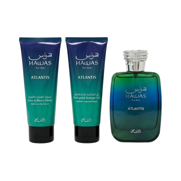 Rasasi Set Hawas Atlantis 3.38 Oz Edp + 3.38 Oz + 3.38 Oz Men