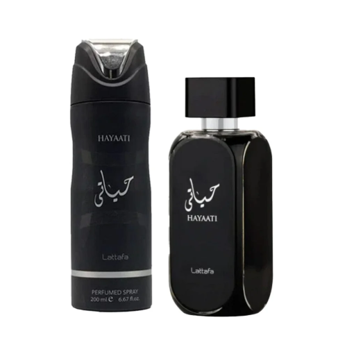 Lattafa Set: Hayaati 3.4 Oz Edp + Perfume Spray 6.7 Oz Men