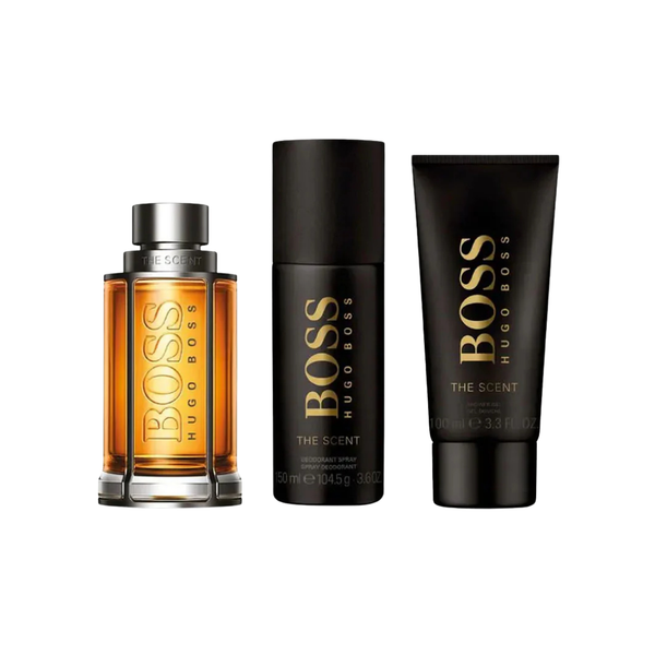 Hugo Boss Set The Scent ( 3 Pc ) 3.3 Oz Edt / Shower Gel 3.3 Oz / Deodorant  2.4 Oz  Men