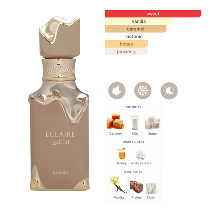 Lattafa Set Eclaire  3 Pcs 3.4 Oz Edp + 12Ml Travel Spray + 50Ml Hairmist Women