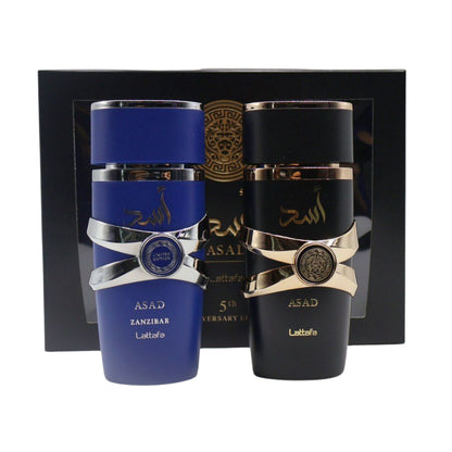 Lattafa Asad 5Th Anniversary 2 Pcs Asad And Asad Zanzibar 3.4 Oz EDP Men