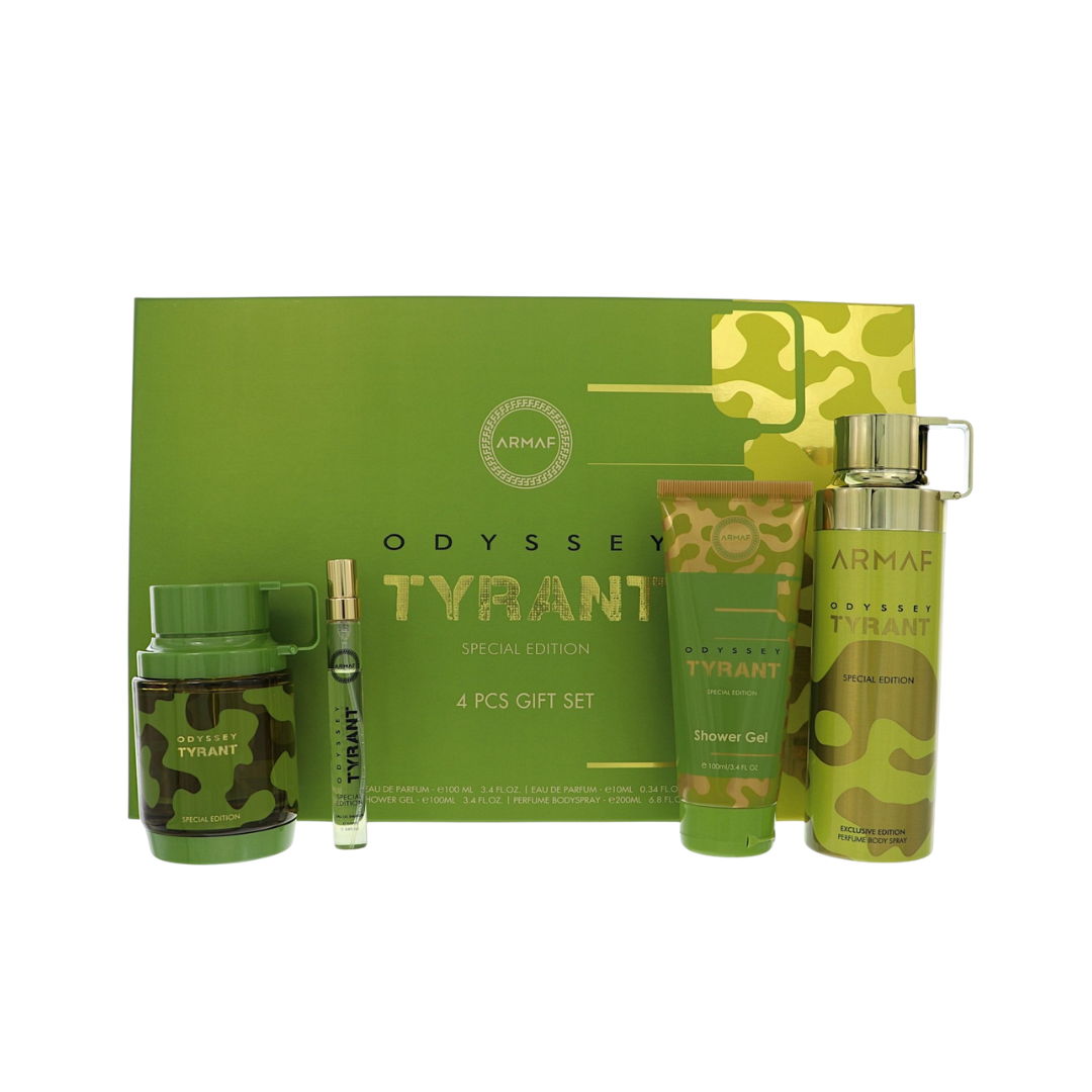 Armaf Set Odyssey Tyrant Lux 3.4 Oz Edp + 10 Ml Edp + 3.4 Oz Shower Gel + 6.8 Oz Body Mist Men