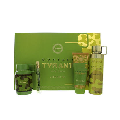 Armaf Set Odyssey Tyrant Lux 3.4 Oz Edp + 10 Ml Edp + 3.4 Oz Shower Gel + 6.8 Oz Body Mist Men