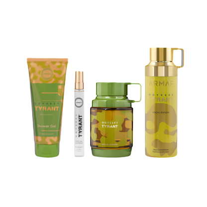 Armaf Set Odyssey Tyrant Lux 3.4 Oz Edp + 10 Ml Edp + 3.4 Oz Shower Gel + 6.8 Oz Body Mist Men