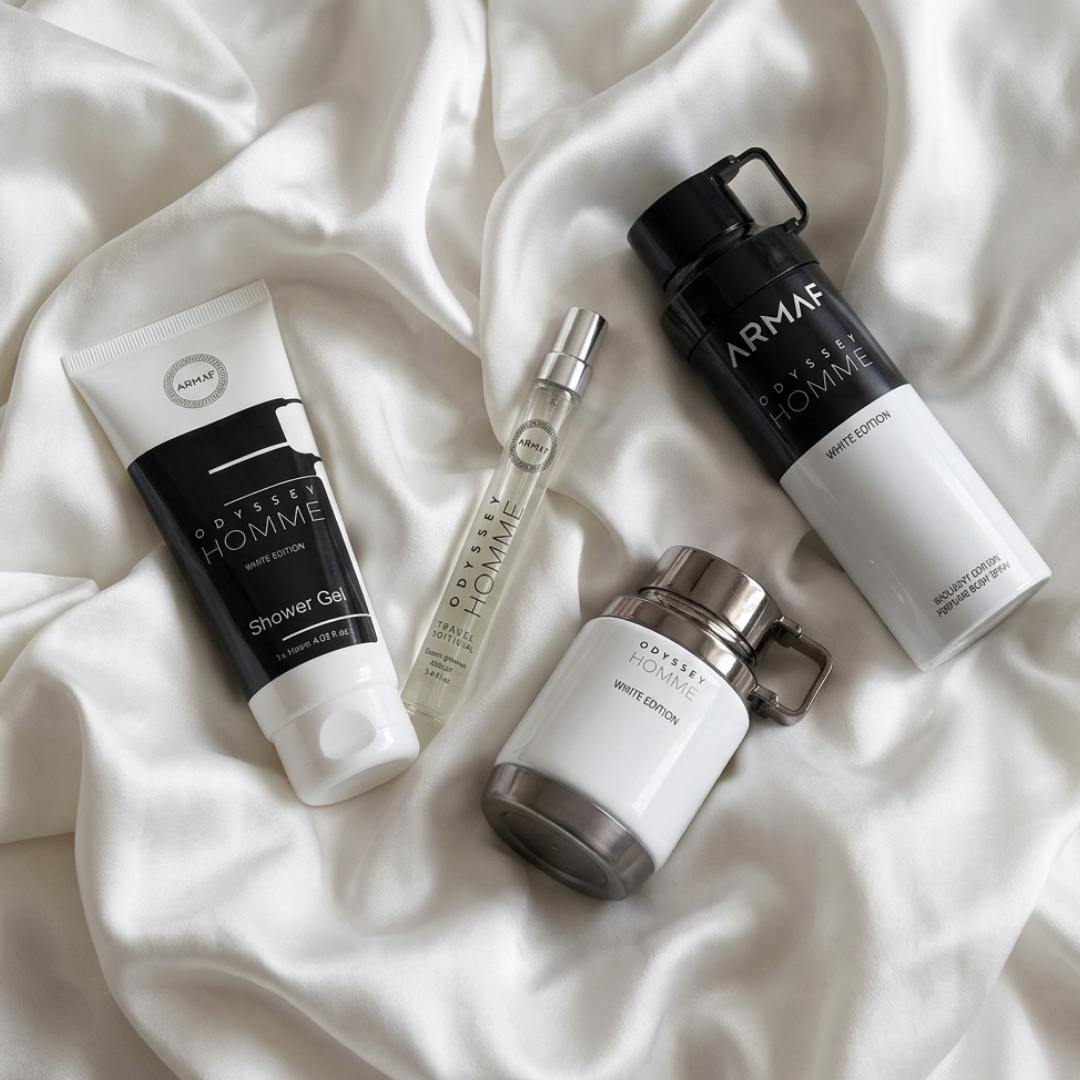 Armaf Set Odyssey Homme White Edition Lux 3.4 Oz Edp + 10 Ml Edp + 3.4 Oz Sg + 6.8 Oz Body Mist Men