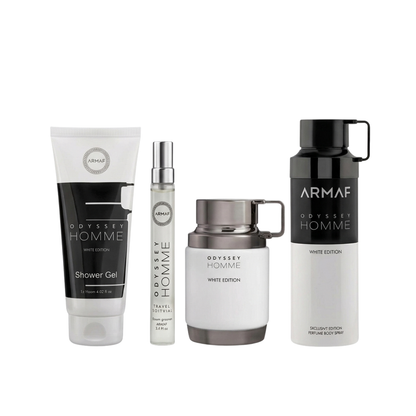 Armaf Set Odyssey Homme White Edition Lux 3.4 Oz Edp + 10 Ml Edp + 3.4 Oz Sg + 6.8 Oz Body Mist Men