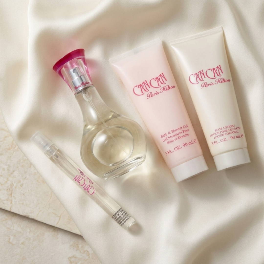 Paris Hilton Set Can Can 3.4 Oz Edp + 3.0 Oz Body Lotion + 3.0 Oz Shower Gel + 10 Ml Edp Women