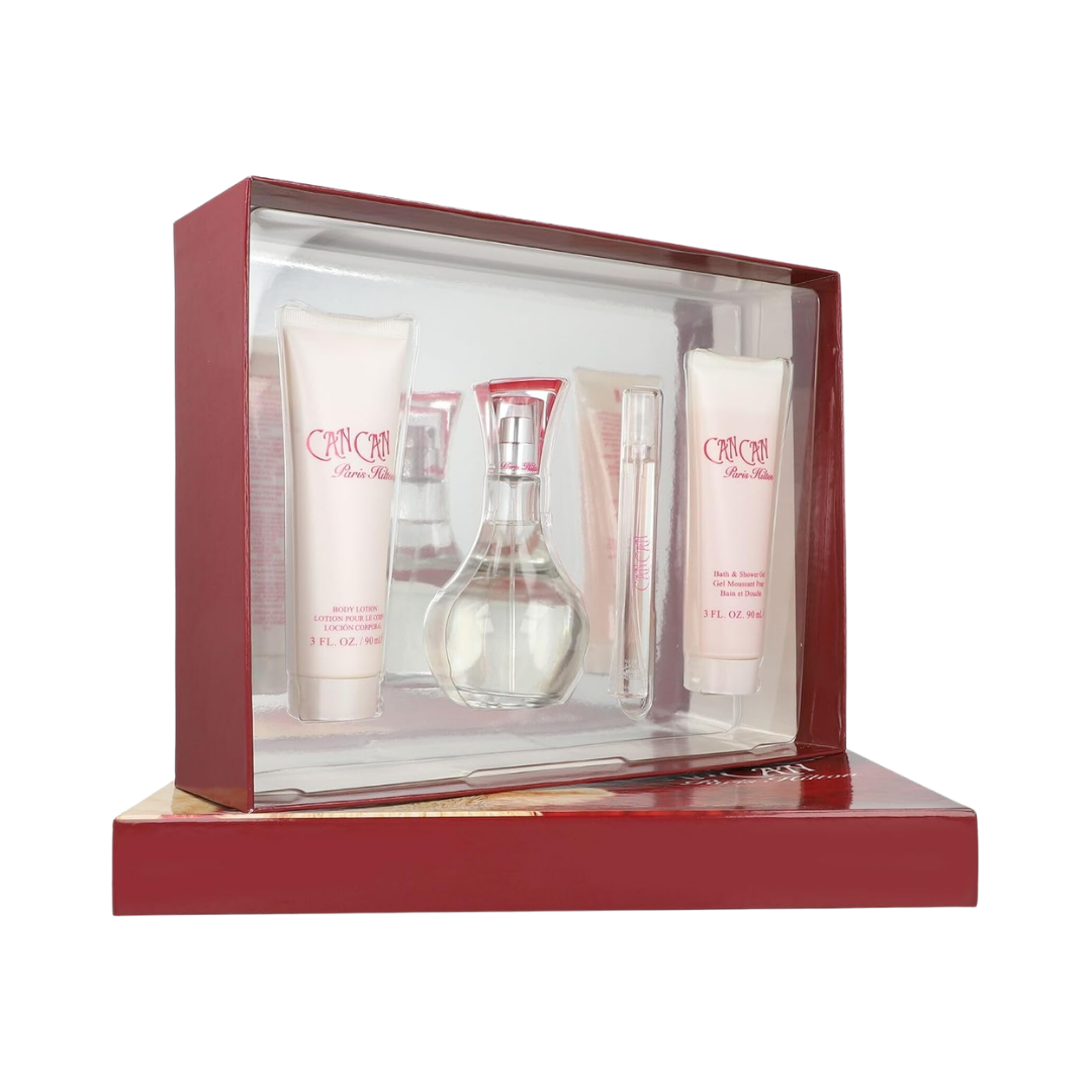 Paris Hilton Set Can Can 3.4 Oz Edp + 3.0 Oz Body Lotion + 3.0 Oz Shower Gel + 10 Ml Edp Women