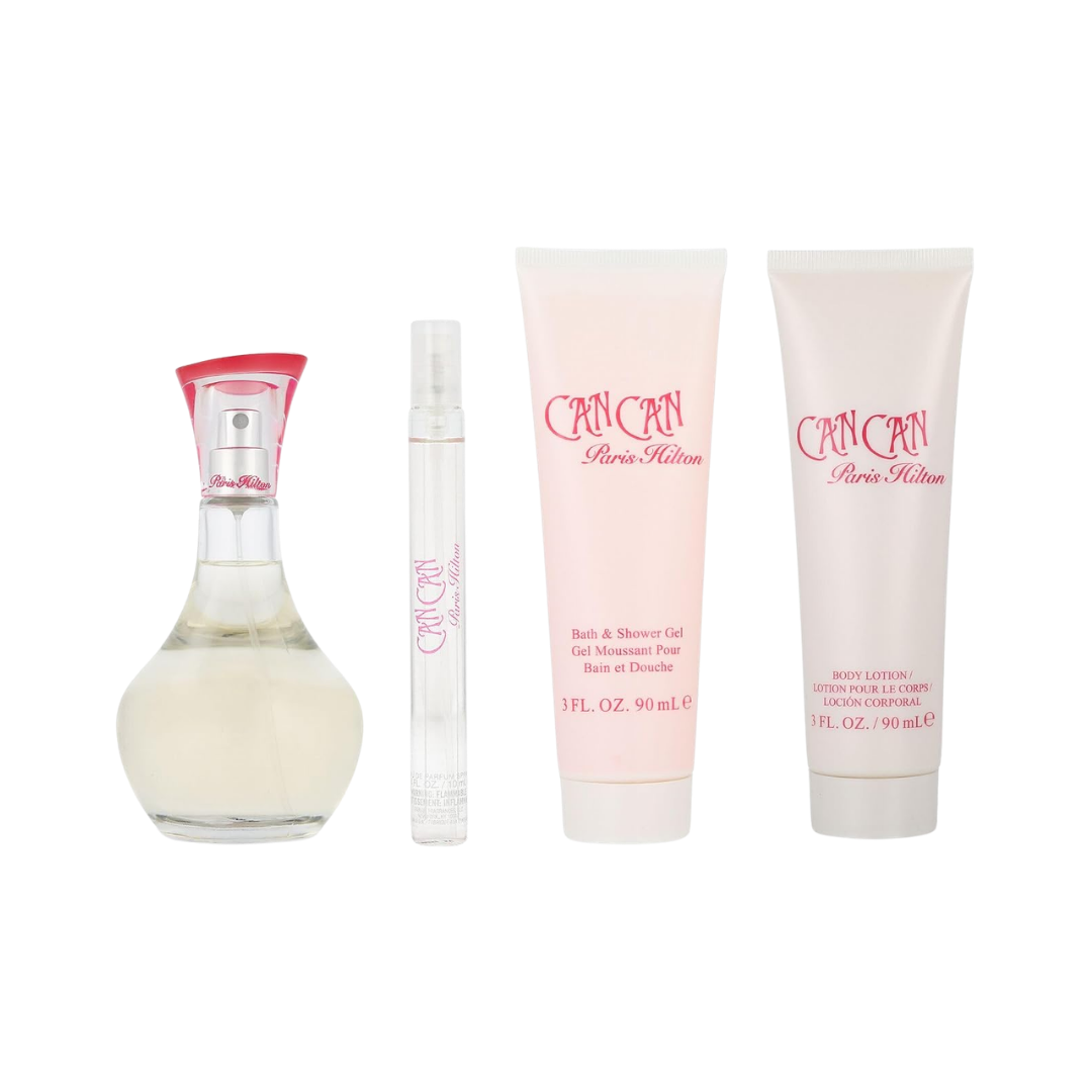 Paris Hilton Set Can Can 3.4 Oz Edp + 3.0 Oz Body Lotion + 3.0 Oz Shower Gel + 10 Ml Edp Women