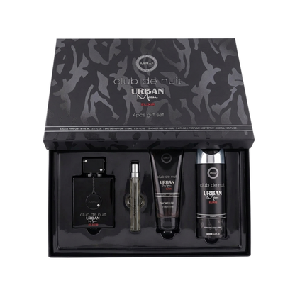 Armaf Set Club De Nuit Urban Elixir 3.4 Oz Edp + 10 Ml Edp + 3.4 Sg + 6.8 Oz Body Spray Men