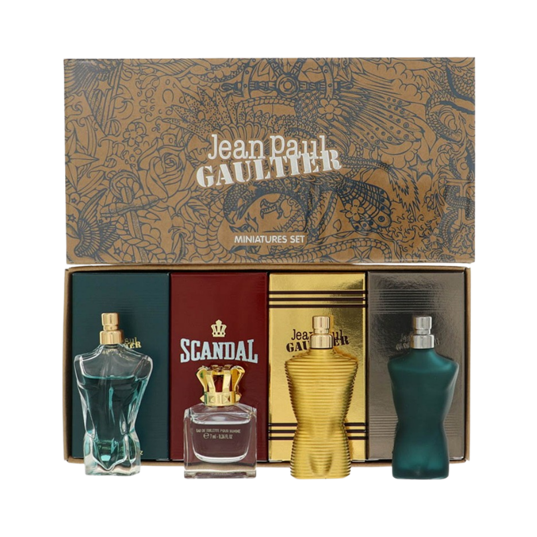 Jean Paul Gaultier Set Mini Le Male 0.23 Oz Edt + Scandal 0.23 Oz Edt + Le Male Elixir 0.23 Oz Edt + Le Beau 0.23 Oz Edt Men